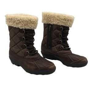 UGG Brown Newberry Quilted Waterproof Snow Boots Size 8 Women's